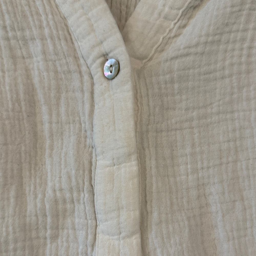 We The Free White Gauze Button-Front Henley Top - Picture 2 of 4